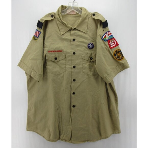 VINTAGE Boy Scouts of America Shirt Large USA St Louis Patches Military * - Picture 1 of 14